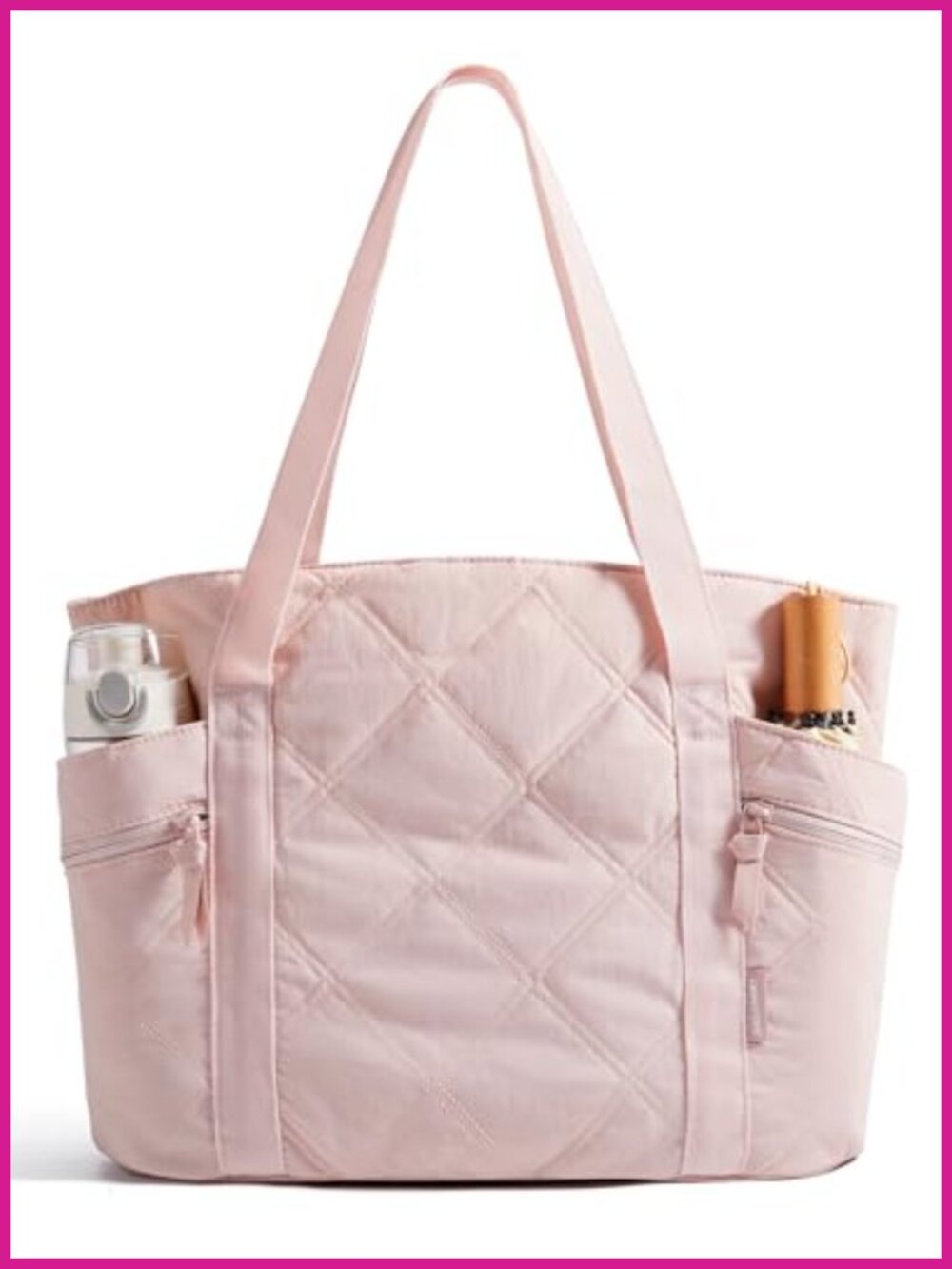 Quilted Puffer Tote Bag 20L Lightweight Nylon Work Gym Travel Zipper